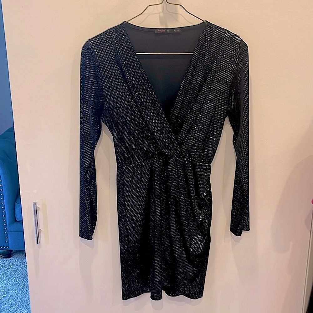 Fraiche velvet black shimmery minidress. Size M.